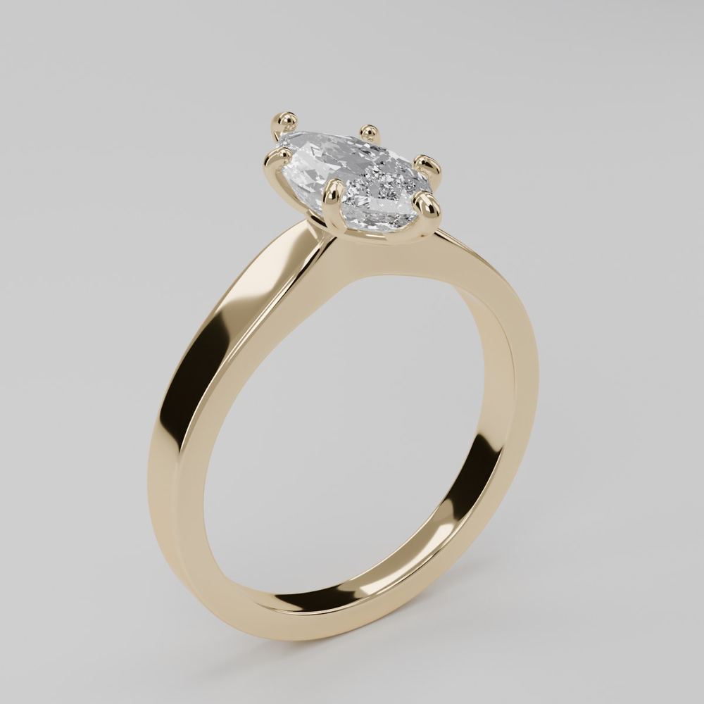 Marquise solitaire ring, three-quarter view